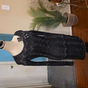 Express Black Patterned Long Sleeve Dress